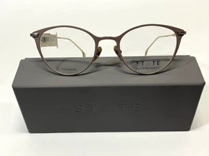 NEW State Optical Titanium Eyeglasses Frames Hirosaki Taupe Gold 52-21-145mm - Picture 1 of 12