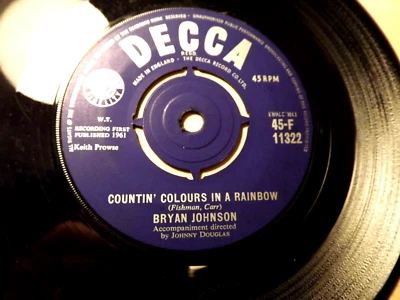 45rpm Bryan Johnson....A Place In The Country.....Countin' Colours In A Rainbow. - Image 1 of 2