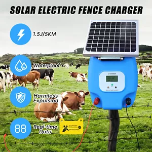 5KM Solar Power Charger 1.5J Electric Fence Energiser Energizer for Farm Animal - Picture 1 of 11