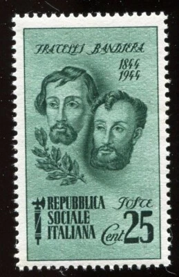 ITALIA 1944 - Bandiera Brothers - Scott-RSI-32 VALIOSO ERROR DE IMPRESIÓN - MNH/OG/806 Foto 1 de 4