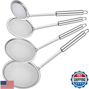 4 Pack Fine Mesh Skimmer Spoon 201 Stainless Steel Hot Pot Fat Skimmer Mesh S - Picture 1 of 5