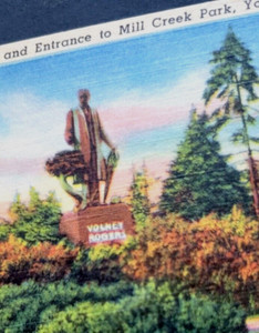 Volney Rogers Monument Mill Creek Park Youngstown Ohio Linen Postcard Vintage