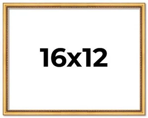16x12 Frame Beaded Gold Solid Wood Picture Frame | 0.75 Inches Moulding Width | - Picture 1 of 10