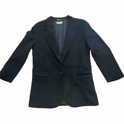 Chaqueta Blazer Abrigo Vintage LL Bean Mujer 10R Lana Negra Cachemira Años 90 Foto 1 de 4