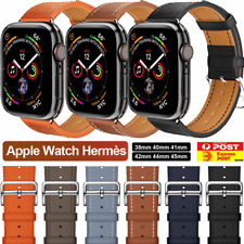 Apple Watch iWatch Band Series 9 8 7 6 5 4 3 SE 45 44 41  Hermès Leather Strap