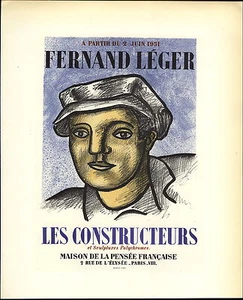 1959 Mini Poster Lithograph ORIGINAL Print Fernand Leger The Builders Construct - Picture 1 of 1