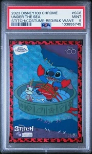 2023 Topps Chrome Disney100 Under The Sea Stitch Costume Red Blk Wave /28 PSA 9 - Picture 1 of 2