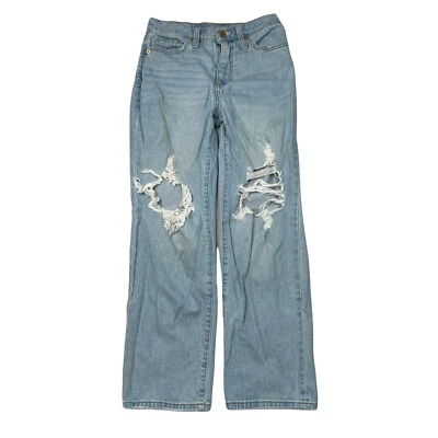 Pantalones de mezclilla recortados rectos de tiro alto Universal Thread vintage lavado claro para mujer 0/25 Foto 1 de 4