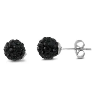 Black Sparkly Unisex Fire Balls Crystal Post Stud Earring In Top Grade Stainless - Picture 1 of 1