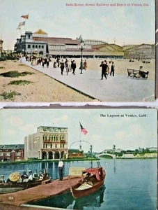 2 Venedig San Pedro California 1910 Vintage Postkarten Scenic Railway Bad GP - Bild 1 von 6