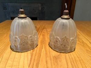 Antique Opaque Glass Lamp Shades /Pendant Lights - A Pair - Picture 1 of 11