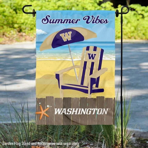 Washington Huskies Summer Season Vibes Garden Flag and Yard Banner Cover