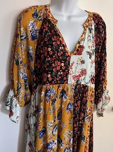 NWT UMGEE Dress Block Floral Boho Flirty Gypsy Swing Skirt Loose Fit M-L, NEW! - Picture 1 of 20