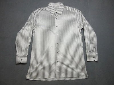 Camisa de Vestir Ermenegildo Zegna Para Hombre Grande Blanca Rayas Clásica Negocios Oxford Foto 1 de 4
