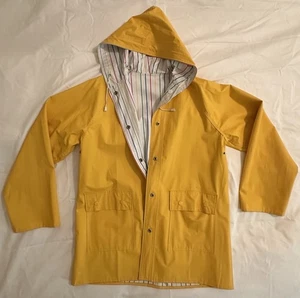 Impermeable amarillo vintage.  Reversible con interior a rayas. Talla pequeña/mediana. - Imagen 1 de 18