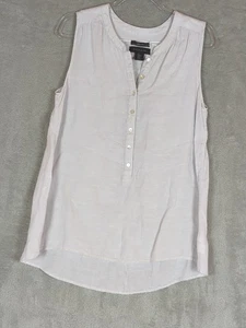 TAHARI WOMEN'S TUNIC TOP LAVENDER SLEEVELESS 100% LINEN SIZE MEDIUM lagenlook - Picture 1 of 7
