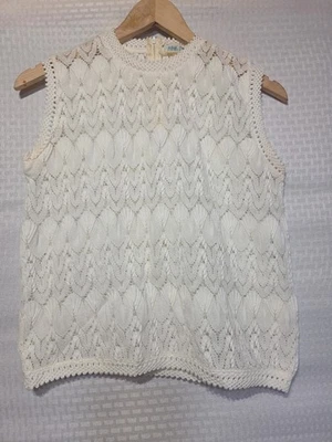 Conjunto de 2 cárdigan y concha vintage años 60 70 tejido a ganchillo blanco Japón acrílico Foto 1 de 4