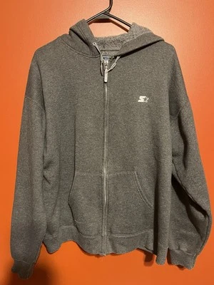 Starter Jacket Hoodie Size Medium Gray Full Zip Heavyweight Pro 80 - Image 1 of 4