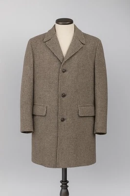 Vintage USA made WOOLRICH overcoat TWEED wool 42R houndstooth PLAID brown - Image 1 of 4