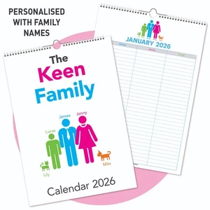 Organizador Calendario Familiar Personalizado A4 2026 - 3 Personas, Nombres Propios - Imagen 1 de 5