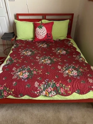 SHABBY CHIC COLCHA ACOLCHADA FLORAL ROJA, REVERSIBLE, ACOLCHADA, DOBLE Foto 1 de 4