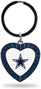 Dallas Cowboys Keychain Color Rhinestone Heart - Picture 1 of 1