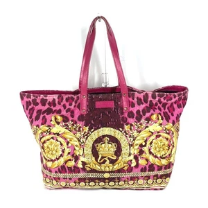 VERSACE Overall handle Shoulder Bag Tote Bag Canvas/Leather pink - Picture 1 of 16