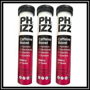 3 X Phizz Daily Energy Cherry Drinks 20 Tablets Per Tube Electrolytes Vitamins - Picture 1 of 4