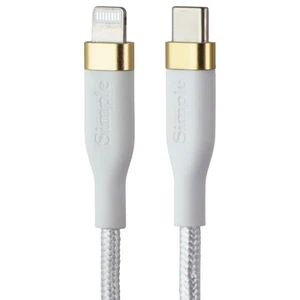 S.Simple (6-Ft) Usb-C À 8-Pin Tough-Knit Tressé Câble - Blanc/Doré - Photo 1 sur 3