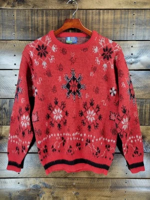 VTG Men's Size M Red Pendleton 100% Virgin Wool Christmas Sweater w/ Snowflakes - Image 1 of 4