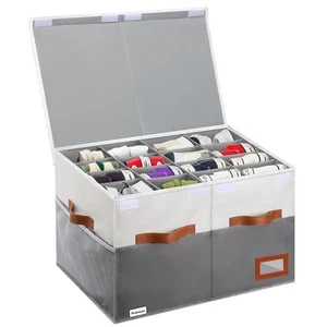 Shoe Organizer for Closet, Foldable Shoe Storage Bins with Lid & Adjustable D... - Picture 1 of 7