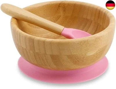 BIOZOYG Bambusschalen-Set rund I Saugnapf-Schüssel mit Löffel - F - Bild 1 von 4
