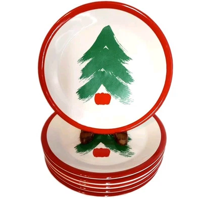 Vtg 1970 Christmas by Pfaltzgraff Marimekko Design set of 6 Salad Plates 8" MINT - Image 1 of 4