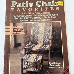 14 Patio Lawn Chair Macrame Favorites 1989 Southwest Cord Pattern Footstool VTG - Picture 1 of 7