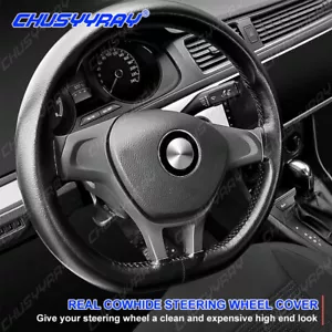 15" (38cm) Car Steering Wheel Cover Genuine Leather For Toyota New Black X1 - Picture 1 of 12