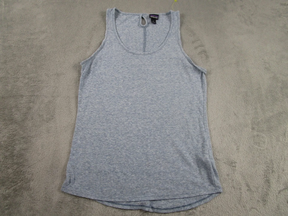 Regata Patagonia Feminina Pequena Azul Roupa Ativa Ao Ar Livre Casual Mistura de Linho - Imagem 1 de 4