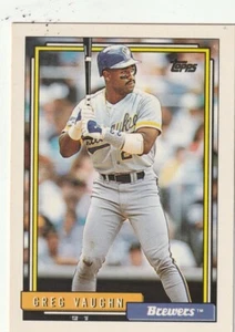 FREE SHIPPING-MINT-1992 Topps Greg Vaughn #572 BREWERS PLUS BONUS CARDS - Picture 1 of 1