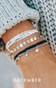 PURA VIDA DECEMBER 2019 BRACELET CLUB SILVER STAR - Picture 1 of 5
