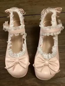 Damen Blockabsatz Lolita Mary Janes Prinzessin Mädchen Schleife Pumps Party Schuhe 38 - Bild 1 von 8