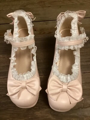 Mujer Tacón Bloque Lolita Mary Janes Princesa Niña Moño Bombas Zapatos de Fiesta 38 Foto 1 de 4