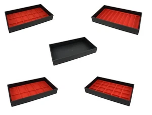 Plastic Textured Jewellery Tray Display With Choice Of Red Compartment Insert - Picture 1 of 27