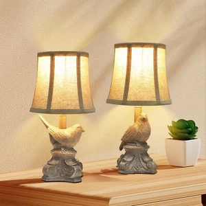 Small Table Lamp Set of 2 Farmhouse Table Lamps UL Bedside Nightstand Resin L... - Picture 1 of 7