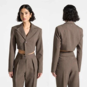 Women Navel-Gazing Suit Single Breasted Jacket Wide Notch Label Slim Fit Modern - Picture 1 of 15