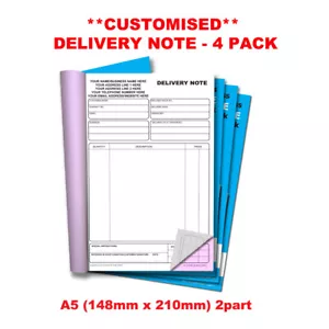 **PERSONALISIERT** NCR Lieferschein Duplikat Buch A5 (148 mm x 210 mm) 4er Pack - Bild 1 von 5