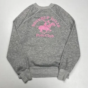 Vtg 1982 Beverly Hills Polo Club Gray Raglan Graphic Crewneck Small Sports USA - Picture 1 of 5