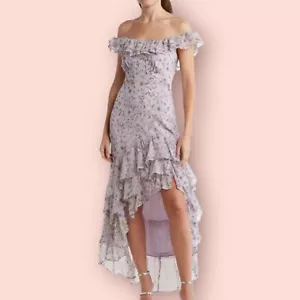 ASTR the Label New Floral Ruffled Off Shoulder High Low Maxi Dress Wedding Sexy - Picture 1 of 13