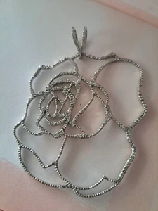 Vintage Sterling Silver Rose Flower Motif Large Pendant RP 925 - Picture 1 of 2