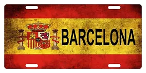 Spain España Flag License Plate Kingdom of Spain Emblem Barcelona - Foto 1 di 1
