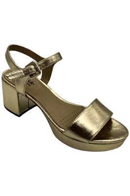 Женские босоножки на блочном каблуке LifeStride Rhythmn Platino золотистые - Изображение 1 из 3
