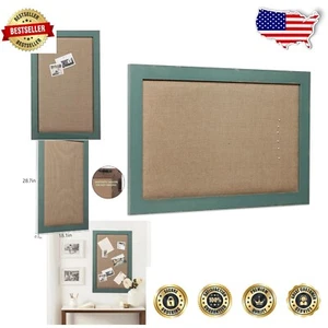 Expandable Memo Board in Turquoise - Large Linen Cork Wall Display for Memories - Picture 1 of 10